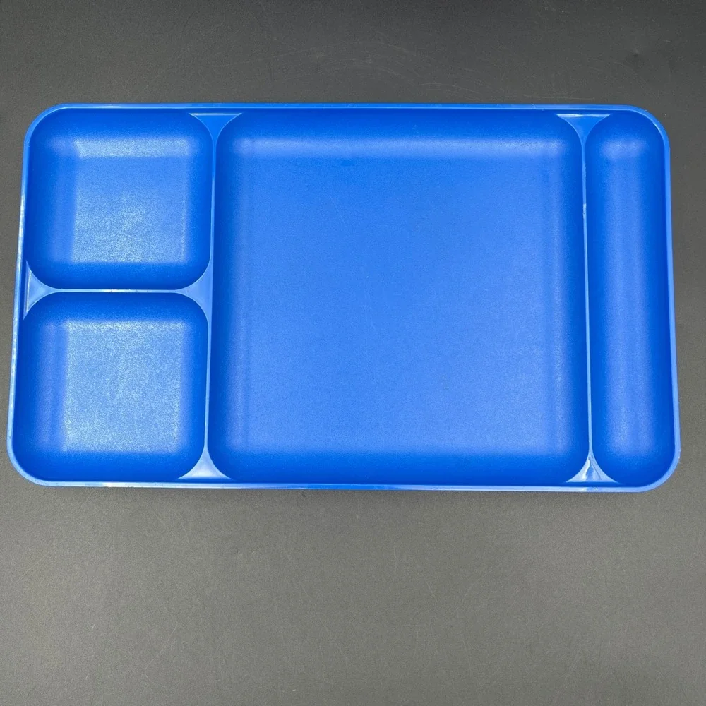 Vintage Tupperware Blue Divided Serving Tray 4 Compartment Plate 232-7 USA